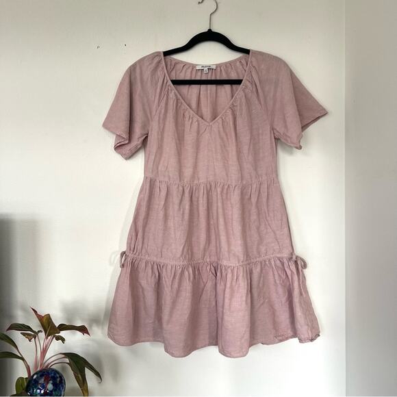 Madewell Linen-Blend Lorelei Mini Dress in Dusty Blush Pink - Picture 5 of 11